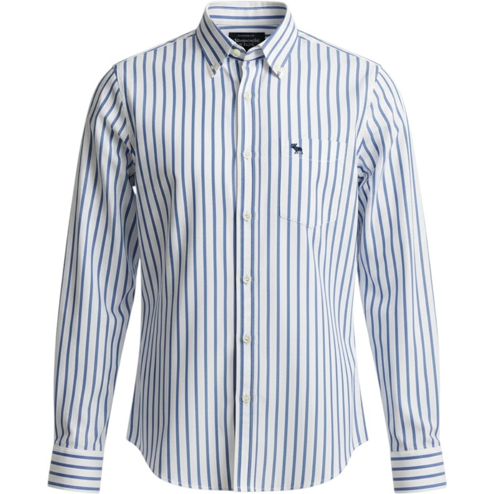 Abercrombie & Fitch Men Blue White Stripe coastal Long Sleeve Button Shirt small